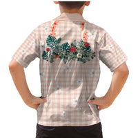 Peach Hawaiian Palaka Family Matching Mermaid Dress and Hawaiian Shirt Kukui Nut Money Lei - Polynesian Pride