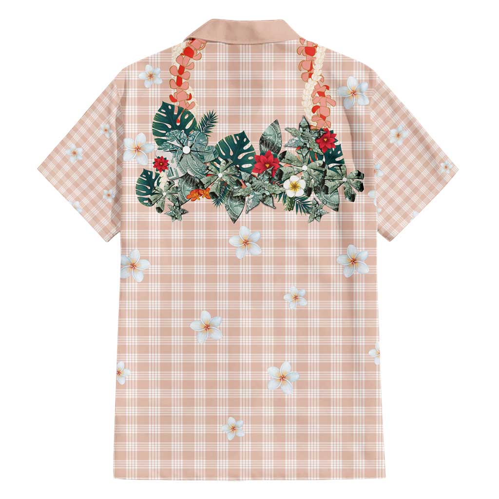 Peach Hawaiian Palaka Hawaiian Shirt Kukui Nut Money Lei - Polynesian Pride