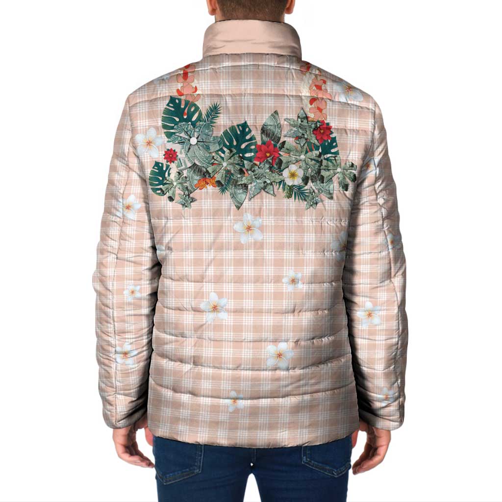 Peach Hawaiian Palaka Padded Jacket Kukui Nut Money Lei LT9 - Polynesian Pride