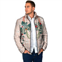 Peach Hawaiian Palaka Padded Jacket Kukui Nut Money Lei LT9 - Polynesian Pride