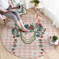 Peach Hawaiian Palaka Round Carpet Kukui Nut Money Lei - Polynesian Pride