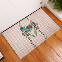 Peach Hawaiian Palaka Rubber Doormat Kukui Nut Money Lei LT9 - Polynesian Pride