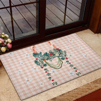 Peach Hawaiian Palaka Rubber Doormat Kukui Nut Money Lei LT9 - Polynesian Pride