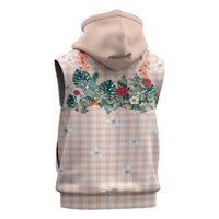 Peach Hawaiian Palaka Sleeveless Hoodie Kukui Nut Money Lei LT9 - Polynesian Pride