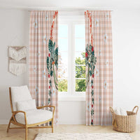 Peach Hawaiian Palaka Window Curtain Kukui Nut Money Lei - Polynesian Pride