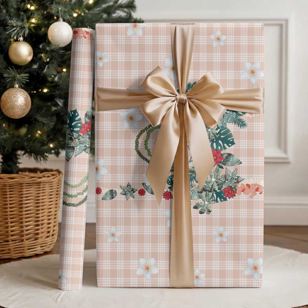 Peach Hawaiian Palaka Wrapping Paper Kukui Nut Money Lei - Polynesian Pride