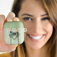 Sage Green Hawaiian Palaka AirPods Case Kukui Nut Money Lei LT9 Green - Polynesian Pride