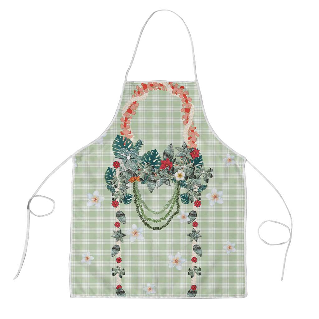Sage Green Hawaiian Palaka Apron Kukui Nut Money Lei LT9 Green - Polynesian Pride