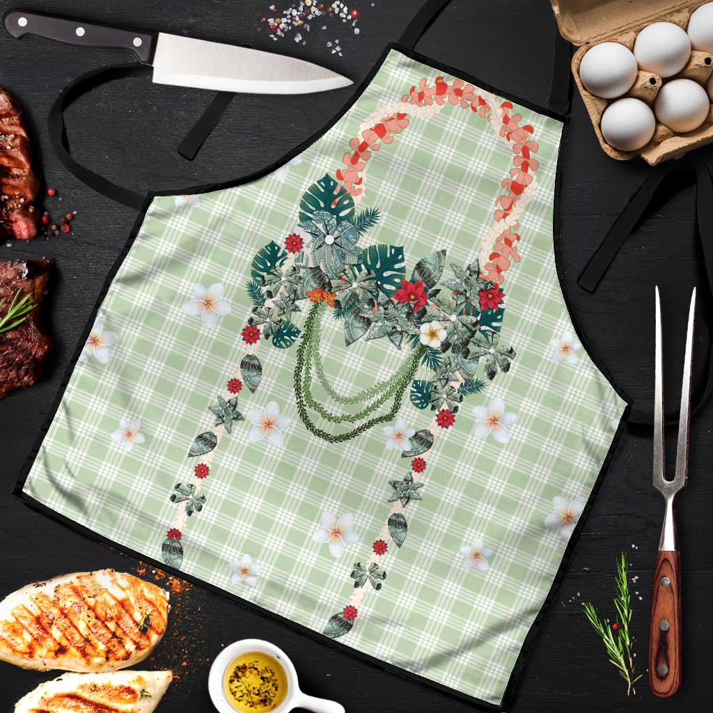 Sage Green Hawaiian Palaka Apron Kukui Nut Money Lei LT9 Green - Polynesian Pride