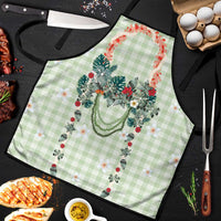 Sage Green Hawaiian Palaka Apron Kukui Nut Money Lei LT9 Green - Polynesian Pride