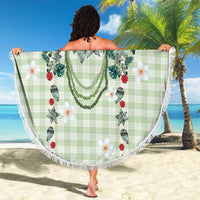 Sage Green Hawaiian Palaka Beach Blanket Kukui Nut Money Lei LT9 - Polynesian Pride