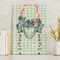 Sage Green Hawaiian Palaka Canvas Wall Art Kukui Nut Money Lei LT9 Without Frame Green - Polynesian Pride