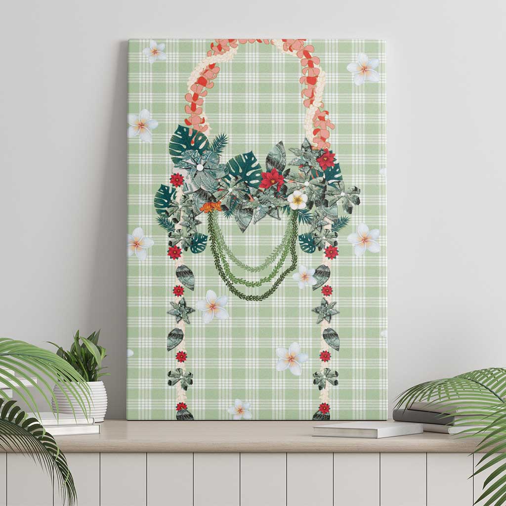 Sage Green Hawaiian Palaka Canvas Wall Art Kukui Nut Money Lei LT9 - Polynesian Pride