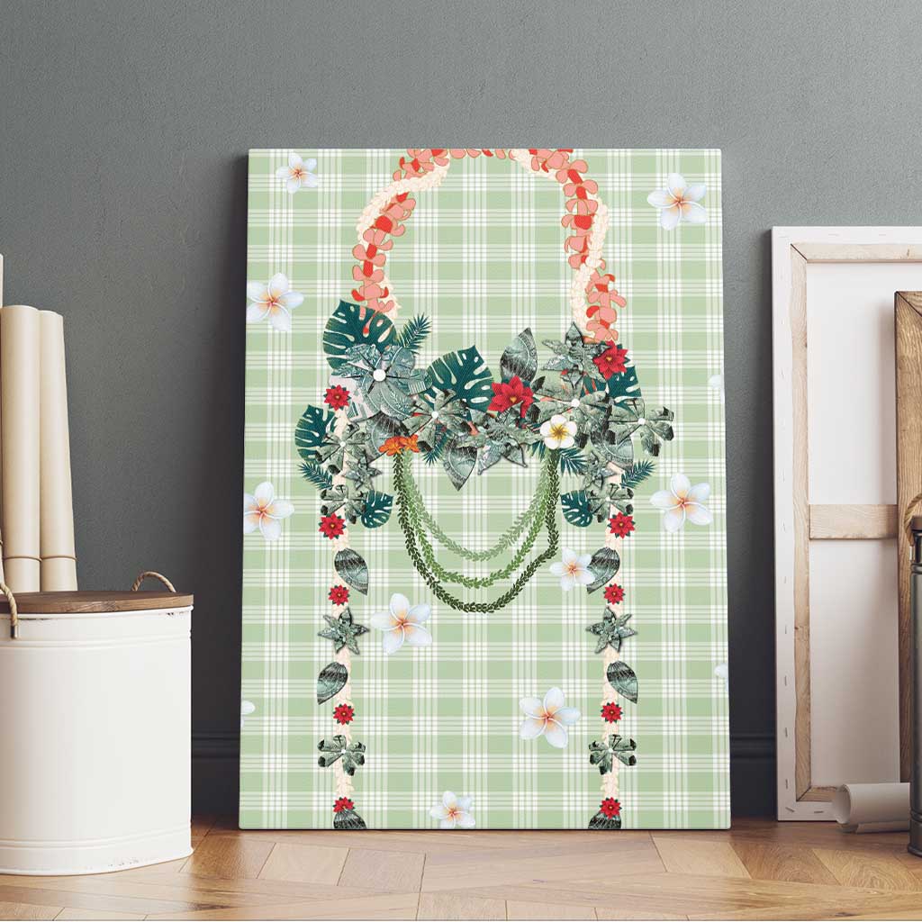 Sage Green Hawaiian Palaka Canvas Wall Art Kukui Nut Money Lei LT9 - Polynesian Pride