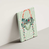 Sage Green Hawaiian Palaka Canvas Wall Art Kukui Nut Money Lei LT9 - Polynesian Pride