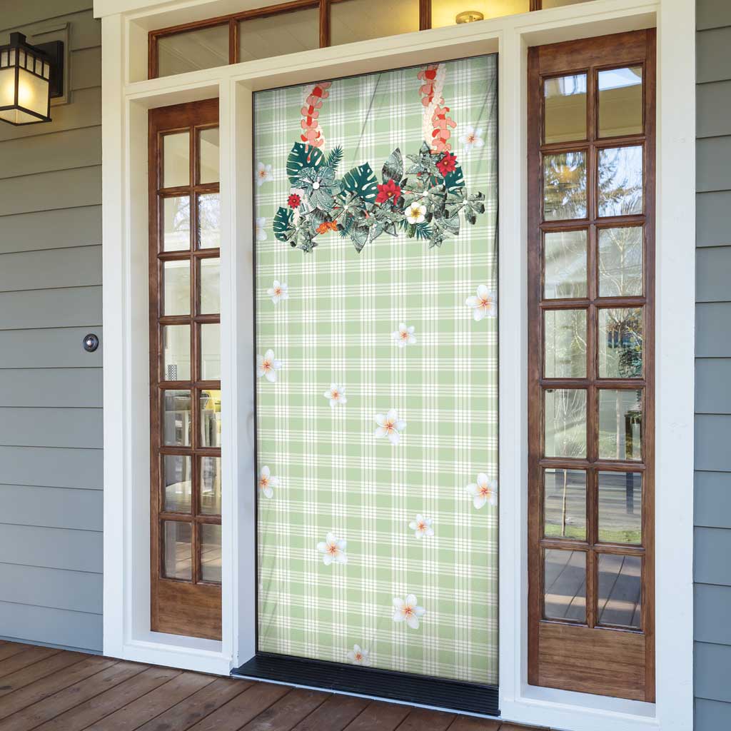 Sage Green Hawaiian Palaka Door Cover Kukui Nut Money Lei - Polynesian Pride