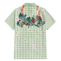 Sage Green Hawaiian Palaka Family Matching Mermaid Dress and Hawaiian Shirt Kukui Nut Money Lei - Polynesian Pride