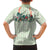 Sage Green Hawaiian Palaka Family Matching Off The Shoulder Long Sleeve Dress and Hawaiian Shirt Kukui Nut Money Lei - Polynesian Pride