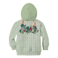 Sage Green Hawaiian Palaka Kid Hoodie Kukui Nut Money Lei - Polynesian Pride