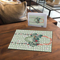 Sage Green Hawaiian Palaka Puzzle Kukui Nut Money Lei LT9 - Polynesian Pride