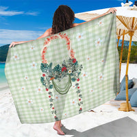 Sage Green Hawaiian Palaka Sarong Kukui Nut Money Lei - Polynesian Pride