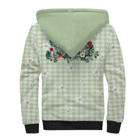 Sage Green Hawaiian Palaka Sherpa Hoodie Kukui Nut Money Lei LT9 - Polynesian Pride