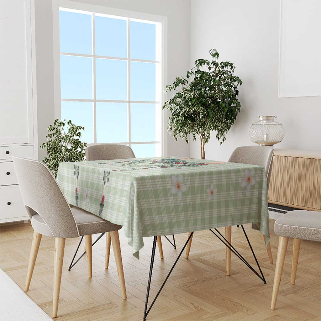 Sage Green Hawaiian Palaka Tablecloth Kukui Nut Money Lei LT9 - Polynesian Pride