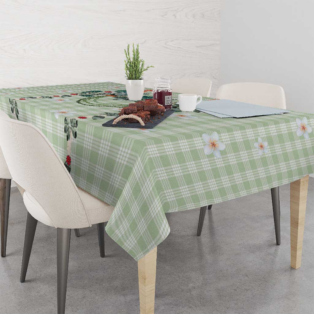 Sage Green Hawaiian Palaka Tablecloth Kukui Nut Money Lei LT9 - Polynesian Pride