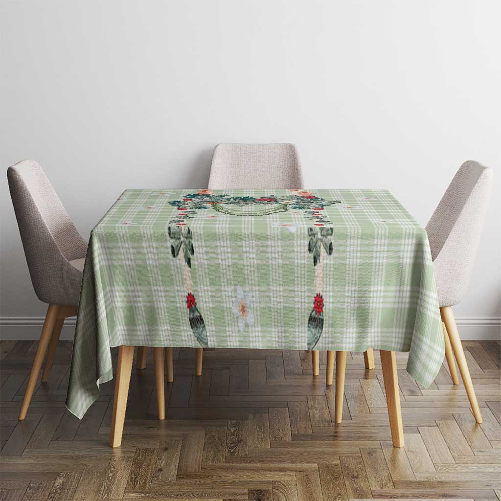 Sage Green Hawaiian Palaka Tablecloth Kukui Nut Money Lei LT9 - Polynesian Pride
