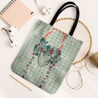 Sage Green Hawaiian Palaka Tote Bag Kukui Nut Money Lei - Polynesian Pride