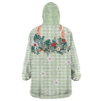 Sage Green Hawaiian Palaka Wearable Blanket Hoodie Kukui Nut Money Lei LT9 - Polynesian Pride