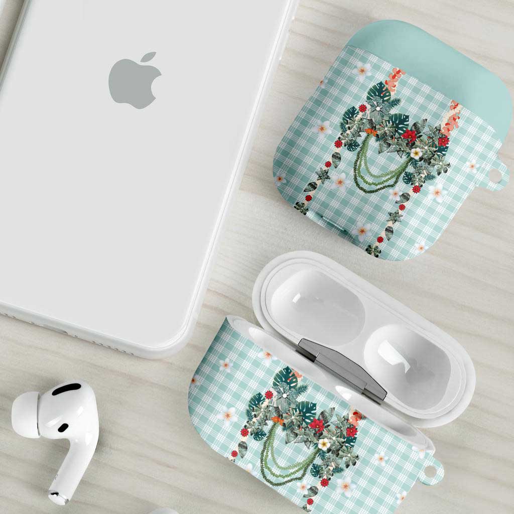 Turquoise Hawaiian Palaka AirPods Case Kukui Nut Money Lei LT9 - Polynesian Pride