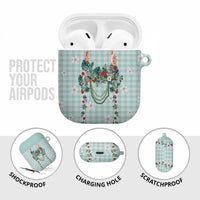 Turquoise Hawaiian Palaka AirPods Case Kukui Nut Money Lei LT9 - Polynesian Pride