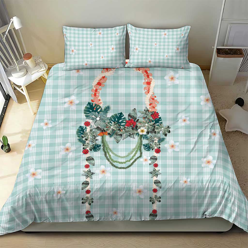 Turquoise Hawaiian Palaka Bedding Set Kukui Nut Money Lei - Polynesian Pride