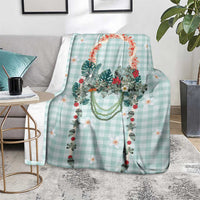 Turquoise Hawaiian Palaka Blanket Kukui Nut Money Lei - Polynesian Pride