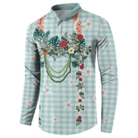 Turquoise Hawaiian Palaka Button Sweatshirt Kukui Nut Money Lei LT9 - Polynesian Pride
