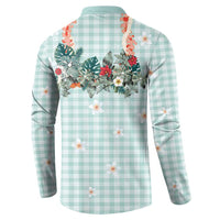 Turquoise Hawaiian Palaka Button Sweatshirt Kukui Nut Money Lei LT9 - Polynesian Pride