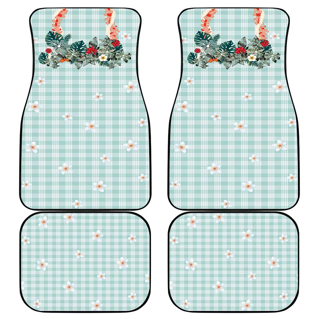 Turquoise Hawaiian Palaka Car Mats Kukui Nut Money Lei - Polynesian Pride