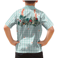 Turquoise Hawaiian Palaka Family Matching Mermaid Dress and Hawaiian Shirt Kukui Nut Money Lei - Polynesian Pride