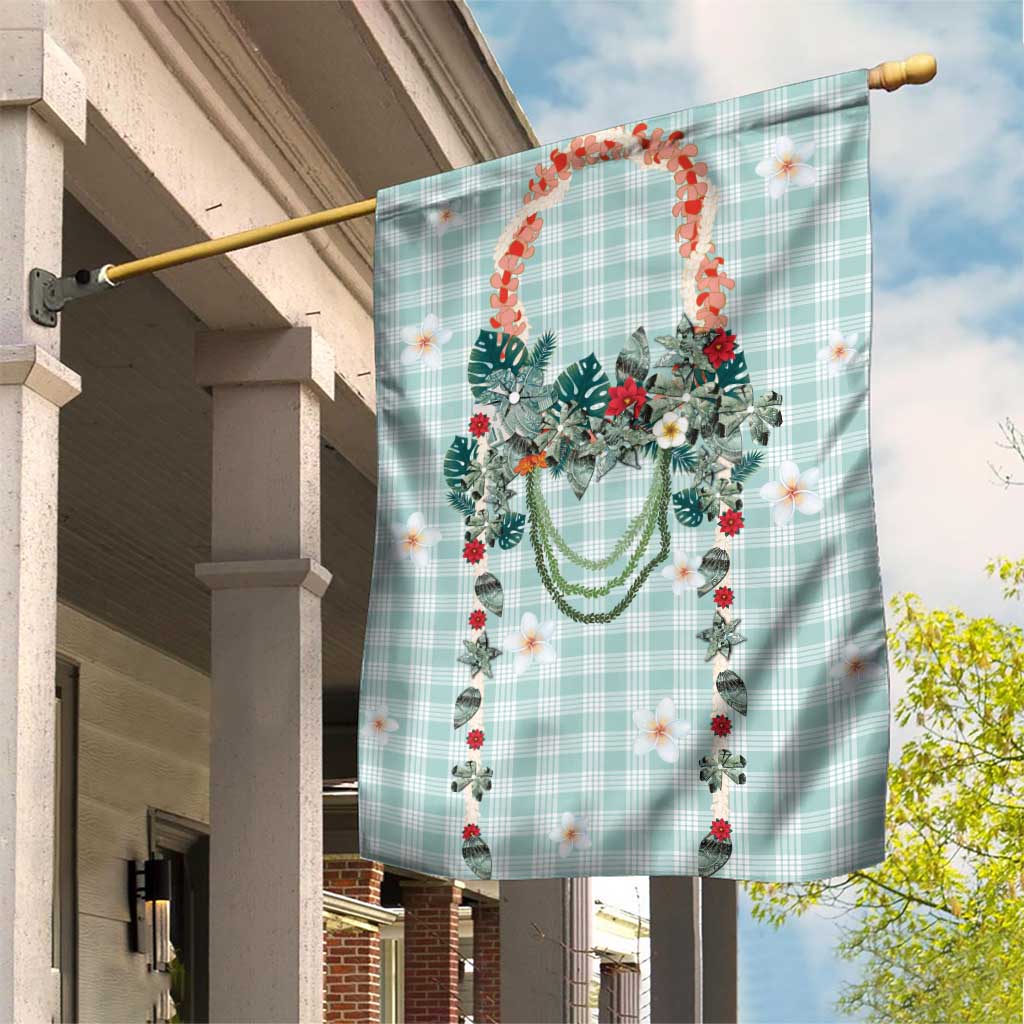 Turquoise Hawaiian Palaka Garden Flag Kukui Nut Money Lei - Polynesian Pride