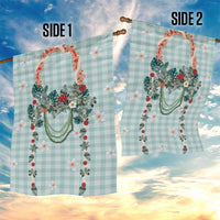 Turquoise Hawaiian Palaka Garden Flag Kukui Nut Money Lei - Polynesian Pride