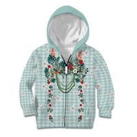 Turquoise Hawaiian Palaka Kid Hoodie Kukui Nut Money Lei - Polynesian Pride