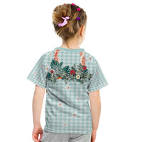 Turquoise Hawaiian Palaka Kid T Shirt Kukui Nut Money Lei - Polynesian Pride