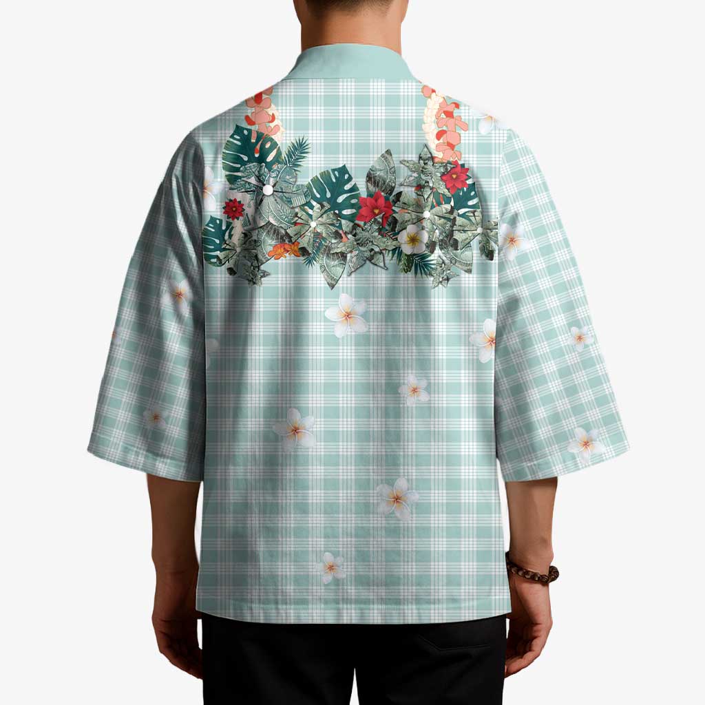 Turquoise Hawaiian Palaka Kimono Kukui Nut Money Lei - Polynesian Pride