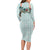 Turquoise Hawaiian Palaka Long Sleeve Bodycon Dress Kukui Nut Money Lei - Polynesian Pride