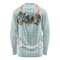 Turquoise Hawaiian Palaka Long Sleeve Shirt Kukui Nut Money Lei LT9 - Polynesian Pride