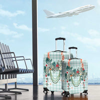 Turquoise Hawaiian Palaka Luggage Cover Kukui Nut Money Lei - Polynesian Pride