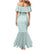 Turquoise Hawaiian Palaka Mermaid Dress Kukui Nut Money Lei - Polynesian Pride