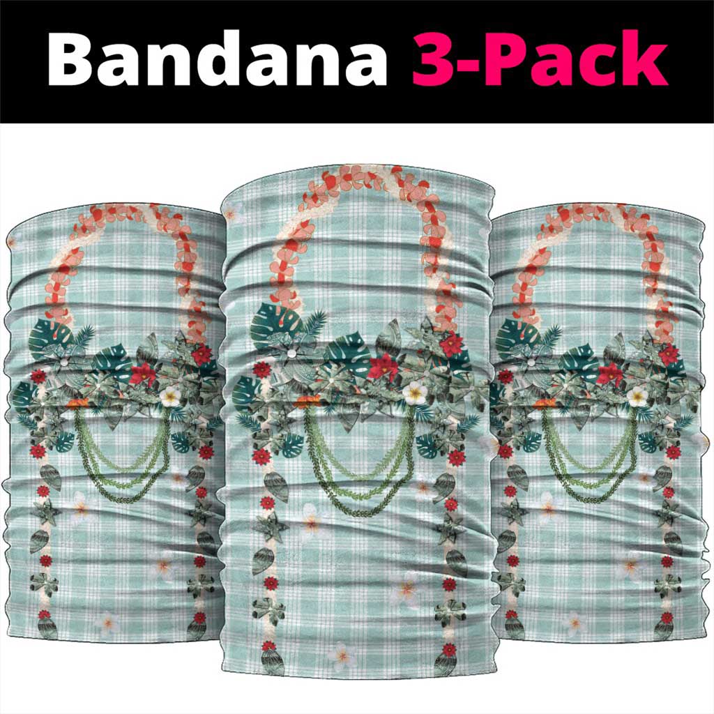 Turquoise Hawaiian Palaka Neck Gaiter Kukui Nut Money Lei - Polynesian Pride