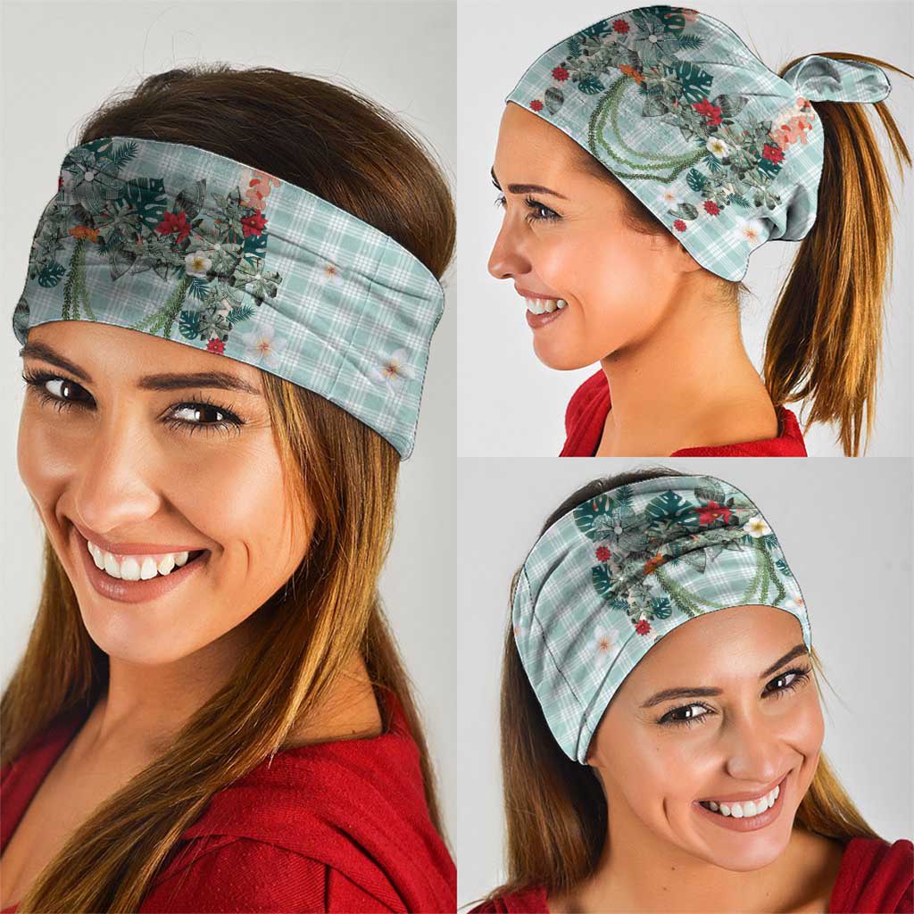 Turquoise Hawaiian Palaka Neck Gaiter Kukui Nut Money Lei - Polynesian Pride